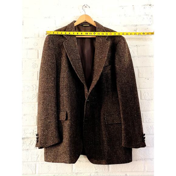 Harris Tweed Scotland Sport Coat Blazer Mens 48R Brown Flecked 100% Wool - Picture 8 of 11